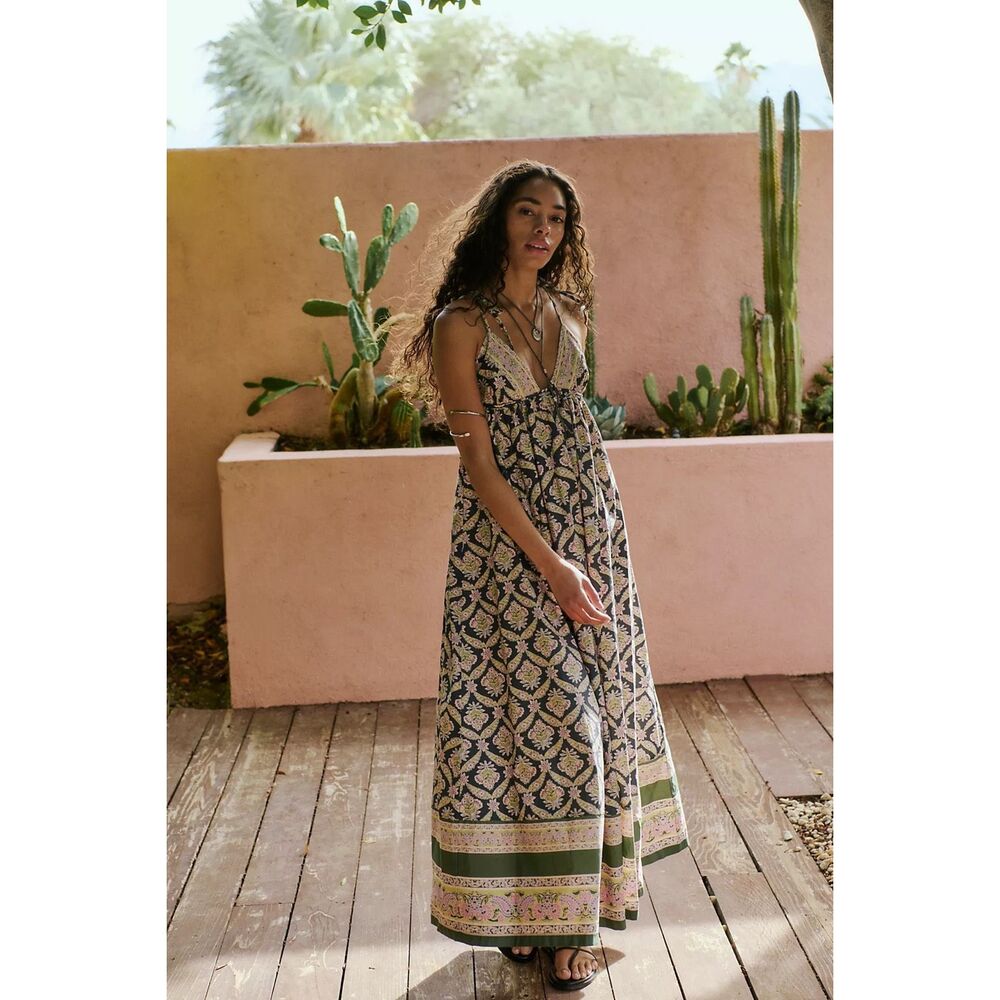 New Free People Sorrento Stroll Printed Maxi Dress Size L - Picture 2 of 14